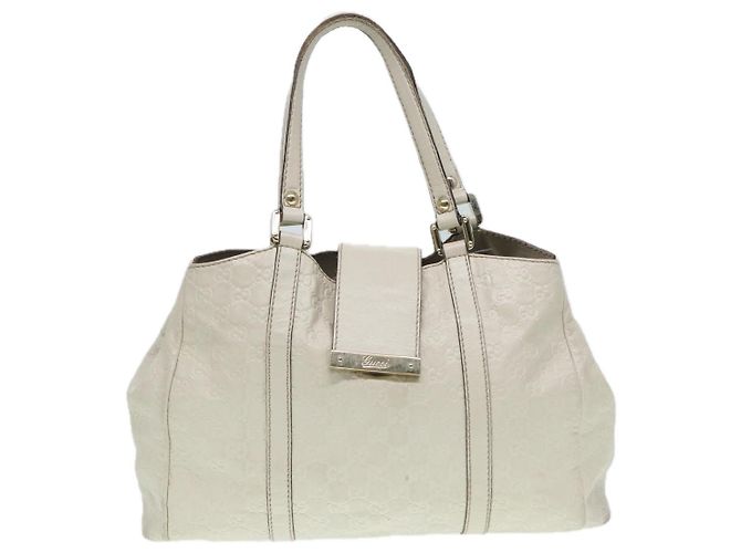 Borsa a mano Guccissima in tela GG Gucci bianca e oro 211935 Auth ep5377 Bianco D'oro - vista 13