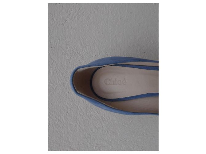 Chloé Pumps aus blauem Leder mit Schlangenoptik Absatz - Ansicht 5