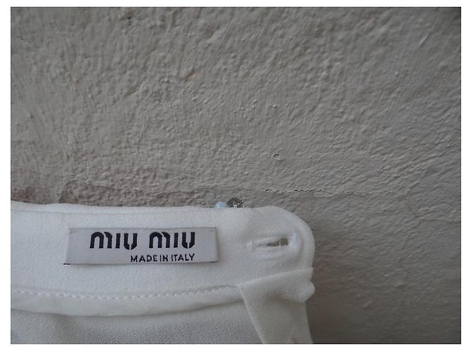 Blusa Miu Miu de seda blanco crema Crudo - vista 10