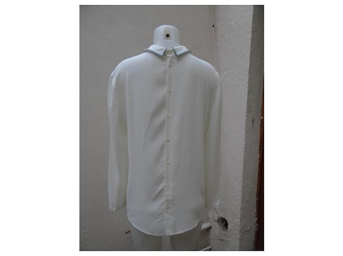 Blusa Miu Miu de seda blanco crema Crudo - vista 7