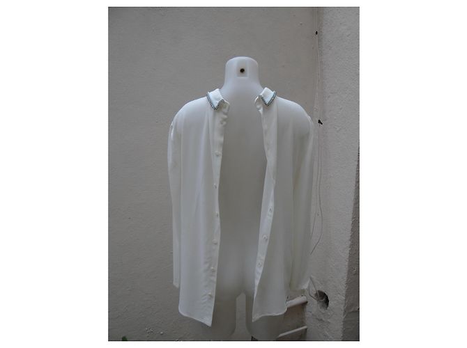Blusa Miu Miu de seda blanco crema Crudo - vista 9