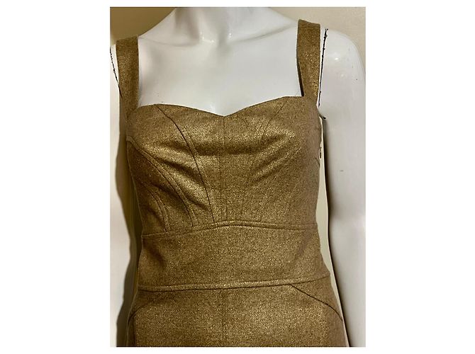 Diane Von Furstenberg Vestido lápiz Jiwon dorado DvF de mezcla de lana - vista 2
