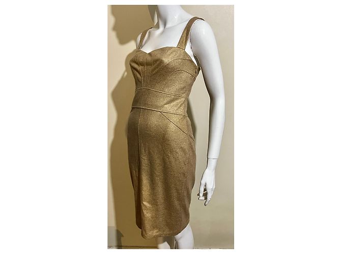 Diane Von Furstenberg Vestido lápiz Jiwon dorado DvF de mezcla de lana - vista 3