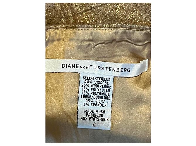 Diane Von Furstenberg Vestido lápiz Jiwon dorado DvF de mezcla de lana - vista 7
