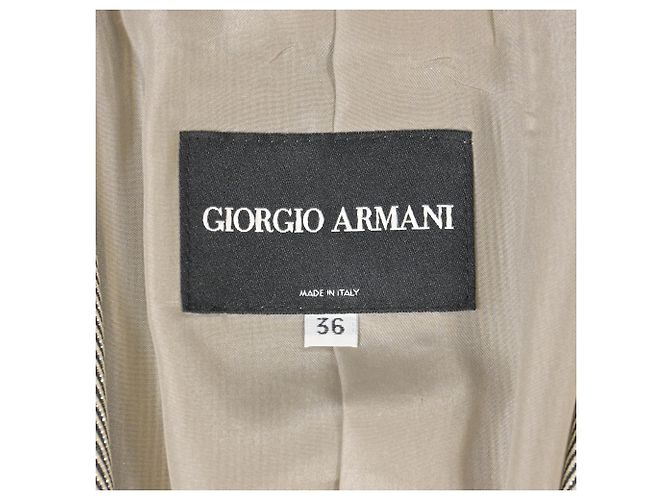 Giorgio Armani Sheered Stripe Single-Breasted Blazer in Beige Polyester - view 5