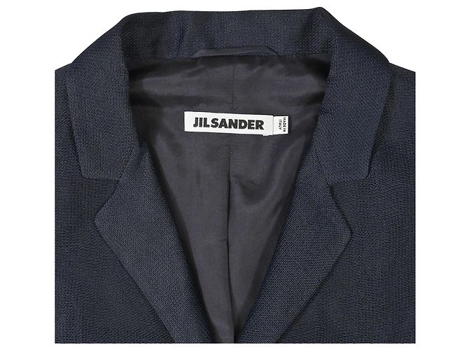 Blazer monopetto a bordo grezzo Jil Sander in viscosa blu navy - vista 4