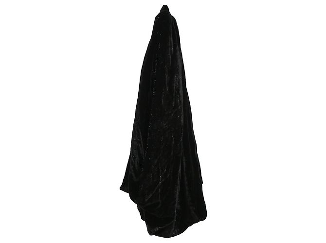 Falda globo mini asimétrica con purpurina Alaïa en terciopelo negro - vista 2