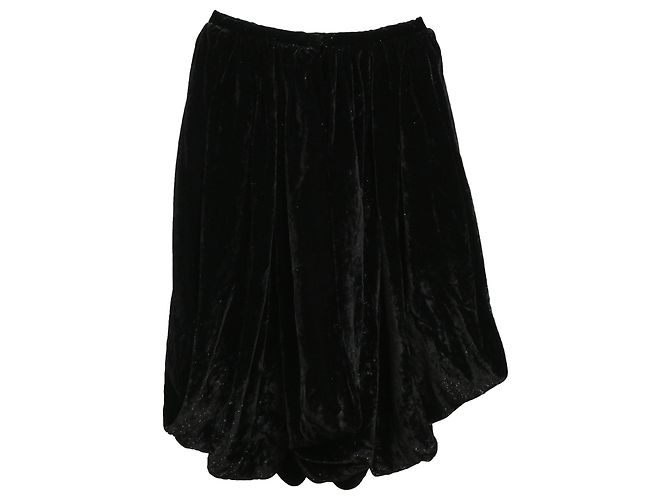 Falda globo mini asimétrica con purpurina Alaïa en terciopelo negro - vista 3