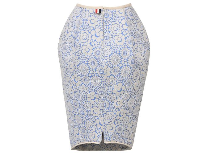 Falda mini de algodón ligero con estampado floral de Thom Browne en azul claro - vista 3