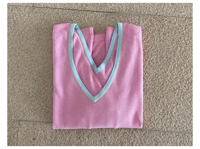 Pull oder Top Barrie V-Ausschnitt Baumwolle rosa Gr. 36-38 Pink Hellblau - Ansicht 12