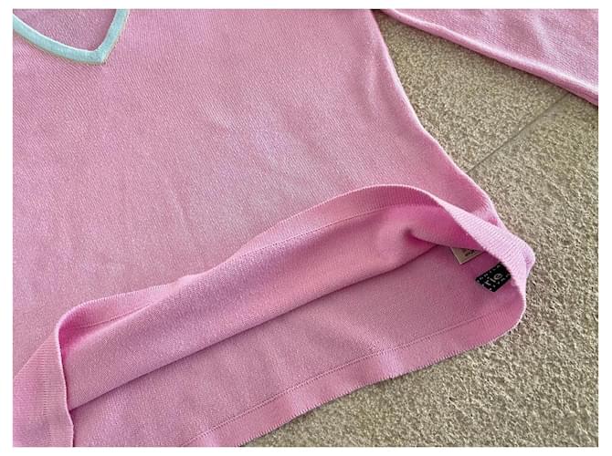 Pull oder Top Barrie V-Ausschnitt Baumwolle rosa Gr. 36-38 Pink Hellblau - Ansicht 3