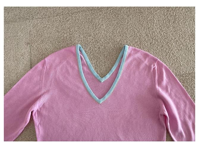 Pull oder Top Barrie V-Ausschnitt Baumwolle rosa Gr. 36-38 Pink Hellblau - Ansicht 4