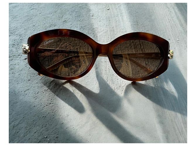 Gafas de sol Cartier Havana Oro/Marrón CT0213S 002 Castaño Gold hardware - vista 2