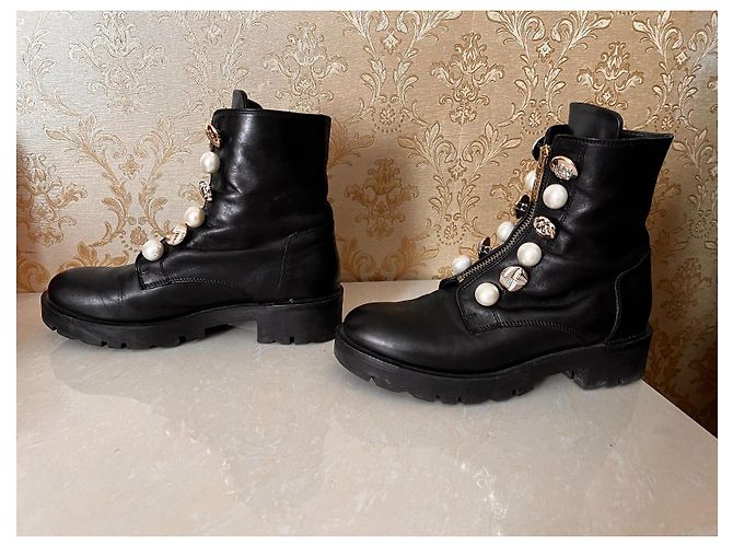 Botines de cuero Tosca Blu Negros - vista 6