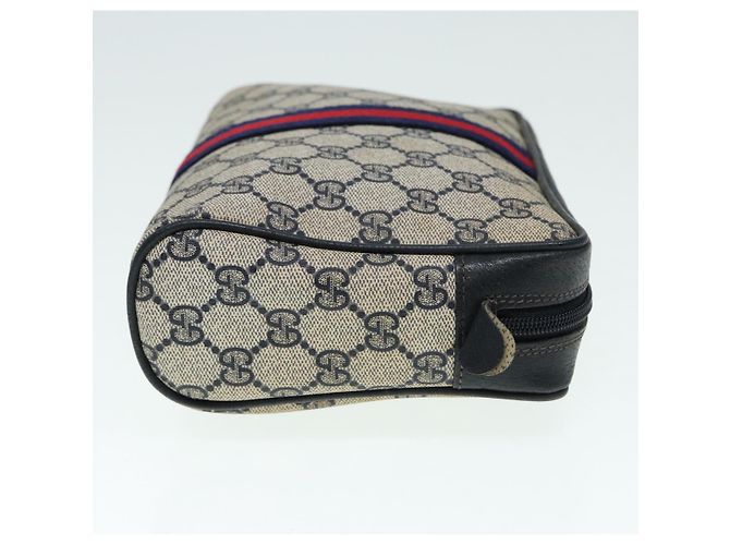 GUCCI GG Supreme Sherry Line Clutch Bag PVC Rosso Blu Navy Auth yb662 - vista 3