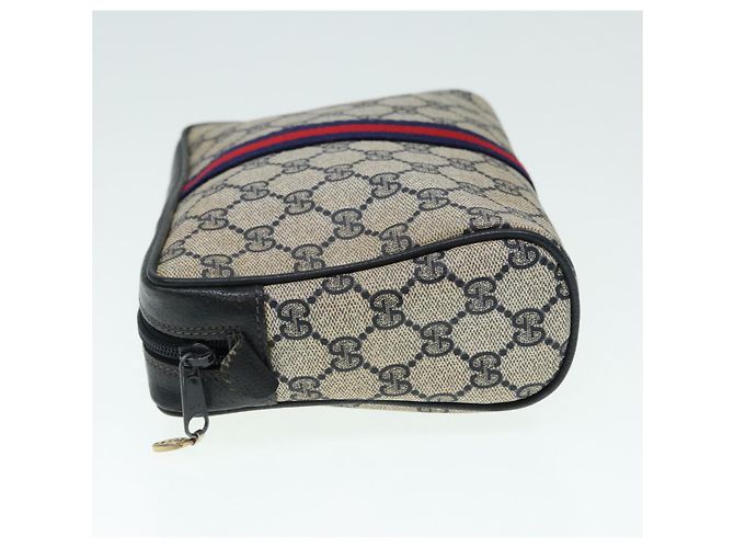 GUCCI GG Supreme Sherry Line Clutch Bag PVC Rosso Blu Navy Auth yb662 - vista 4