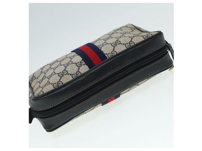 GUCCI GG Supreme Sherry Line Clutch Bag PVC Rosso Blu Navy Auth yb662 - vista 5