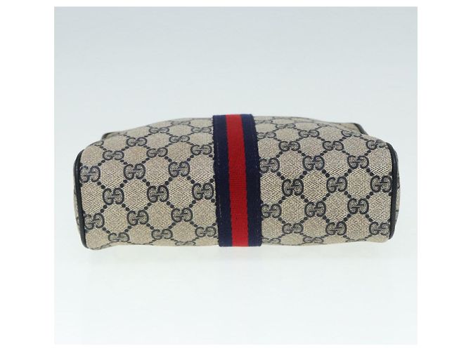 GUCCI GG Supreme Sherry Line Clutch Bag PVC Rosso Blu Navy Auth yb662 - vista 6
