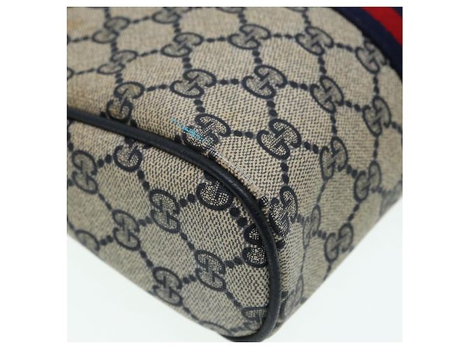 GUCCI GG Supreme Sherry Line Clutch Bag PVC Rosso Blu Navy Auth yb662 - vista 7