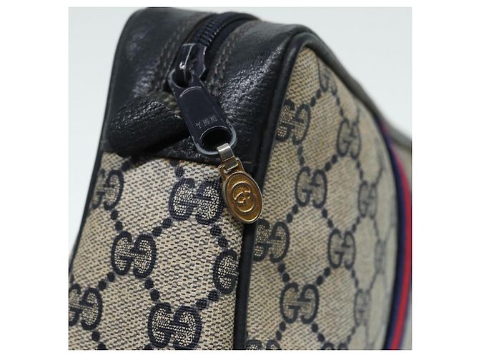 GUCCI GG Supreme Sherry Line Clutch Bag PVC Rosso Blu Navy Auth yb662 - vista 8