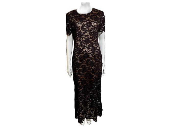 Joseph Ribkoff Mokka-Spitzenkleid über goldenem Unterkleid Braun - Ansicht 2