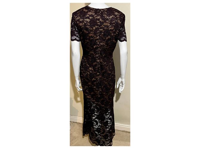 Joseph Ribkoff Mokka-Spitzenkleid über goldenem Unterkleid Braun - Ansicht 3