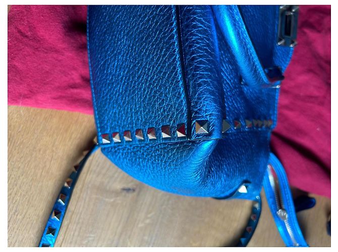 Borsa a mano Valentino Garavani Rockstud in pelle blu - vista 7
