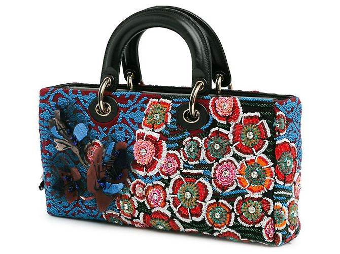 Dior Blu Medio Nastro Perline Ricamato Floreale Signora D Joy - vista 2