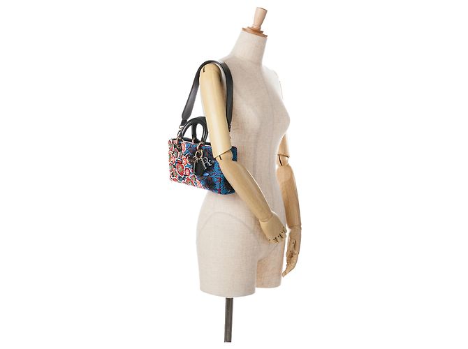 Dior Blu Medio Nastro Perline Ricamato Floreale Signora D Joy - vista 8