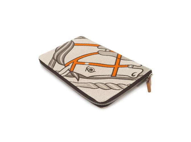 Hermès Hermes Steeple GM Rundgeldbörse Braun Beige - Ansicht 5