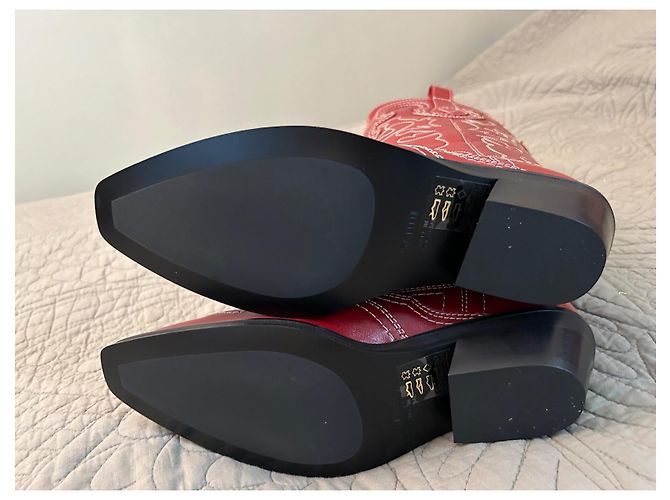 Ganni Red Mid Shaft embroidered - vue 4