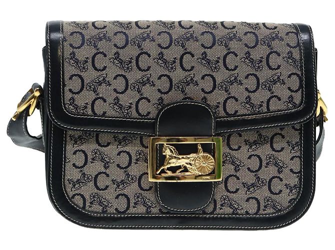Céline Borsa a Spalla CELINE C Sulky Navy Gold Auth ep5332 - vista 13
