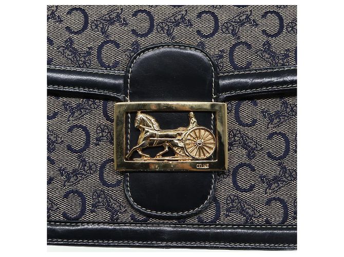 Céline Borsa a Spalla CELINE C Sulky Navy Gold Auth ep5332 - vista 17