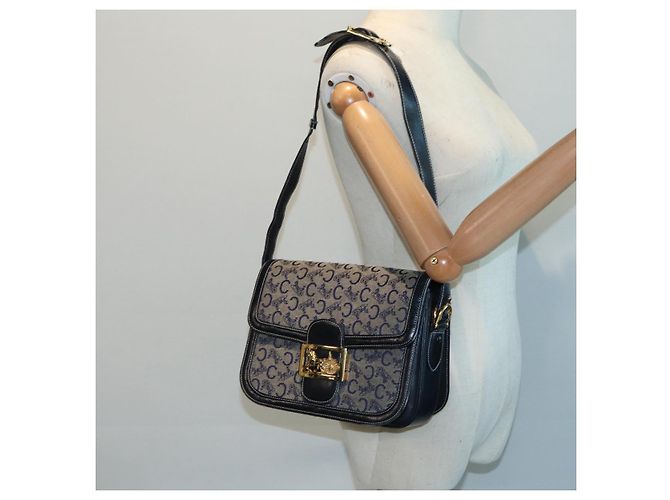 Céline Borsa a Spalla CELINE C Sulky Navy Gold Auth ep5332 - vista 26