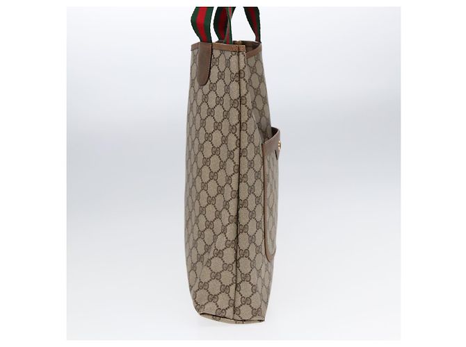 GUCCI GG Supreme Web Sherry Line Tote Bag PVC Beige Rosso 39 02 003 Auth yk14357 - vista 3