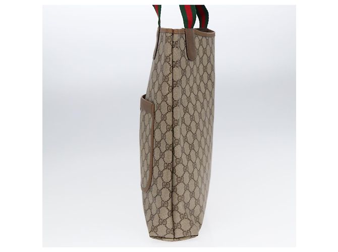 GUCCI GG Supreme Web Sherry Line Tote Bag PVC Beige Rosso 39 02 003 Auth yk14357 - vista 4