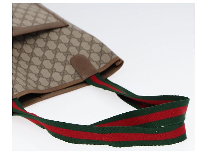 GUCCI GG Supreme Web Sherry Line Tote Bag PVC Beige Rosso 39 02 003 Auth yk14357 - vista 6
