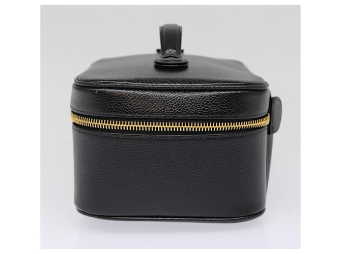 CHANEL COCO Mark Vanity Pouch Caviar Skin Black Gold CC Auth bs17155 Golden - view 3