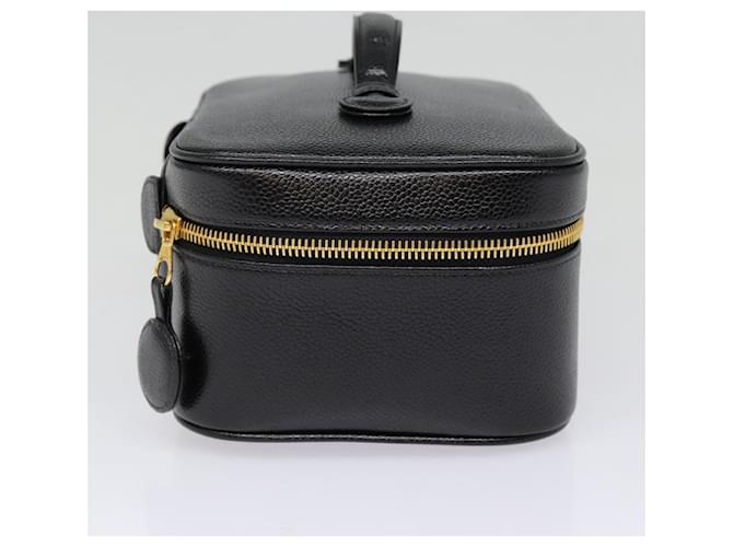 CHANEL COCO Mark Vanity Pouch Caviar Skin Black Gold CC Auth bs17155 Golden - view 4