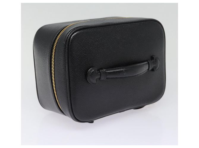 CHANEL COCO Mark Vanity Pouch Caviar Skin Black Gold CC Auth bs17155 Golden - view 6