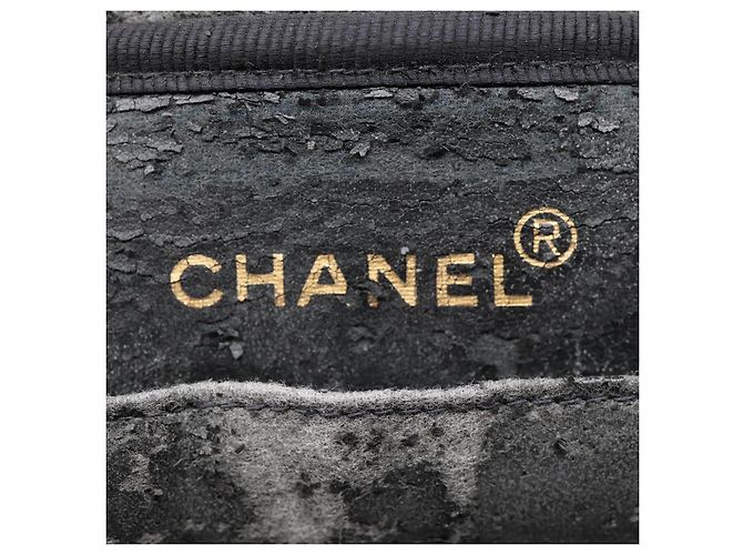 CHANEL COCO Mark Vanity Pouch Caviar Skin Black Gold CC Auth bs17155 Golden - view 9