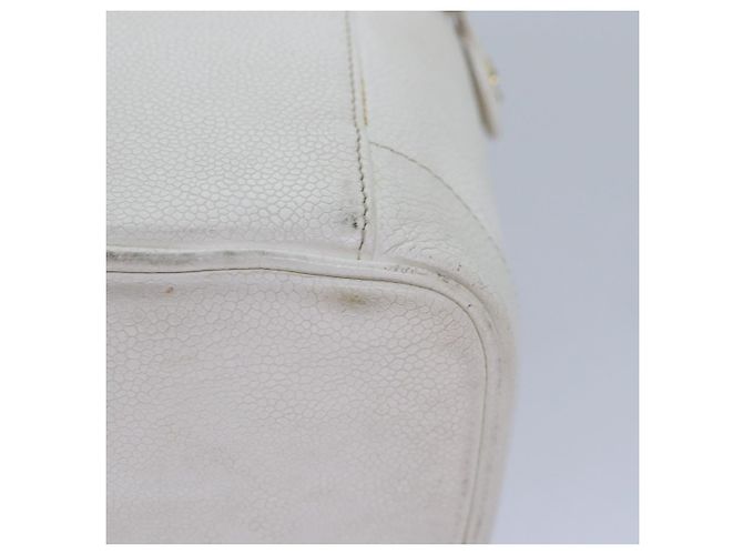 CHANEL COCO Marca Pochette Vanity Pelle Caviar Oro Bianco CC Auth yk14381 D'oro - vista 14