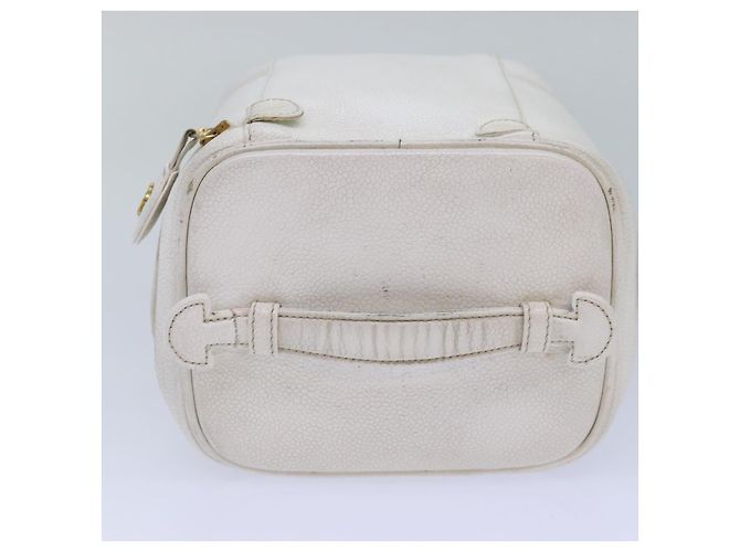 CHANEL COCO Marca Pochette Vanity Pelle Caviar Oro Bianco CC Auth yk14381 D'oro - vista 6