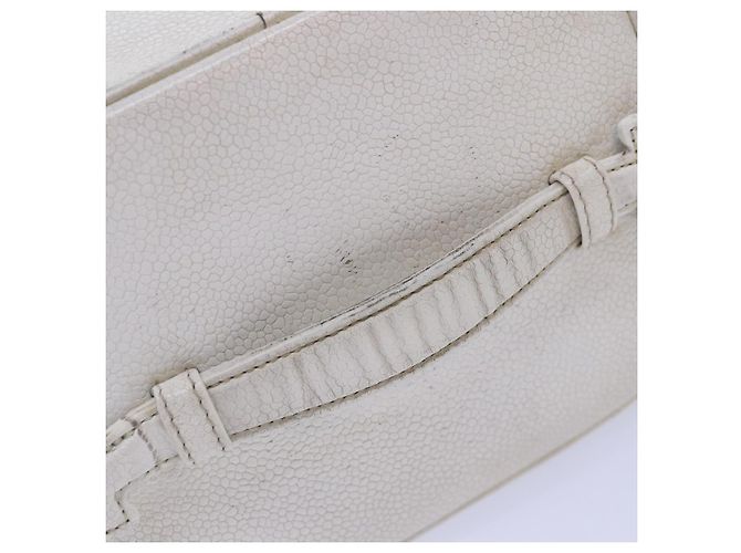 CHANEL COCO Marca Pochette Vanity Pelle Caviar Oro Bianco CC Auth yk14381 D'oro - vista 7