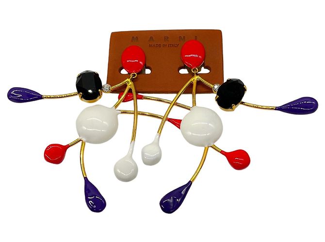 Orecchini a clip in smalto Marni rosso / bianco / viola - vista 2