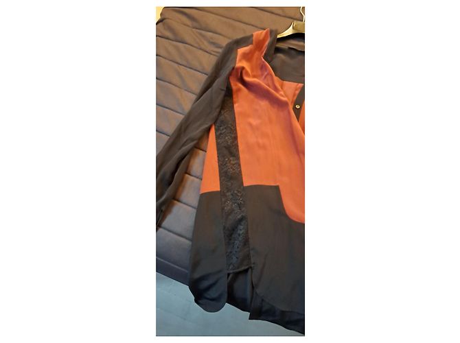 Tunica Karl Lagerfeld in seta e nylon nera e bordeaux Nero Bordò - vista 3
