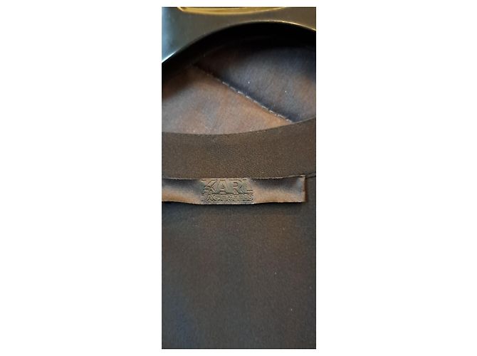 Tunica Karl Lagerfeld in seta e nylon nera e bordeaux Nero Bordò - vista 4