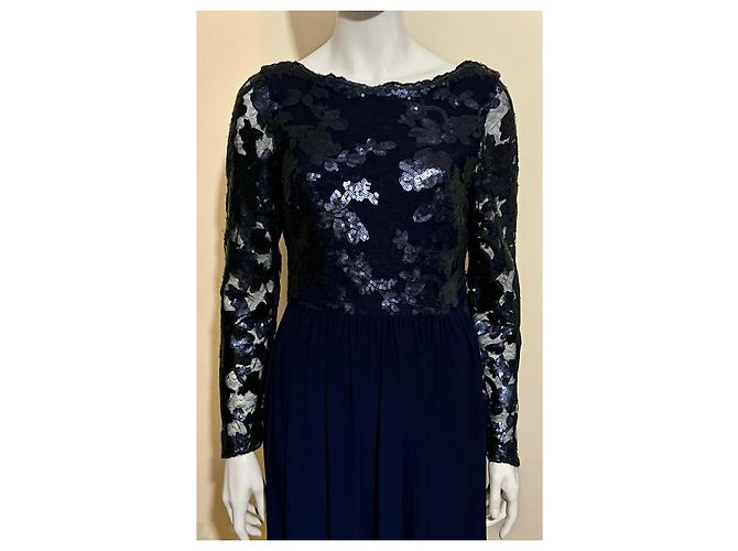 Vera Wang Abito da sera in paillettes e pizzo Blu navy - vista 2