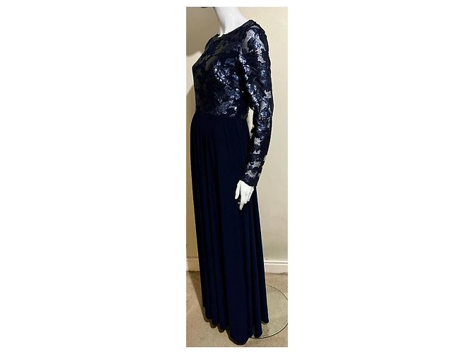 Vera Wang Abito da sera in paillettes e pizzo Blu navy - vista 3