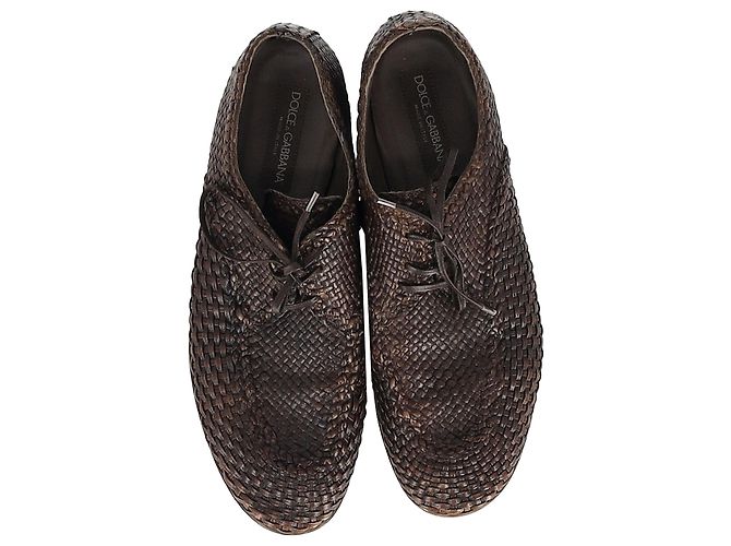 Scarpe Derby intrecciate con lacci Dolce & Gabbana in pelle di vitello marrone - vista 2